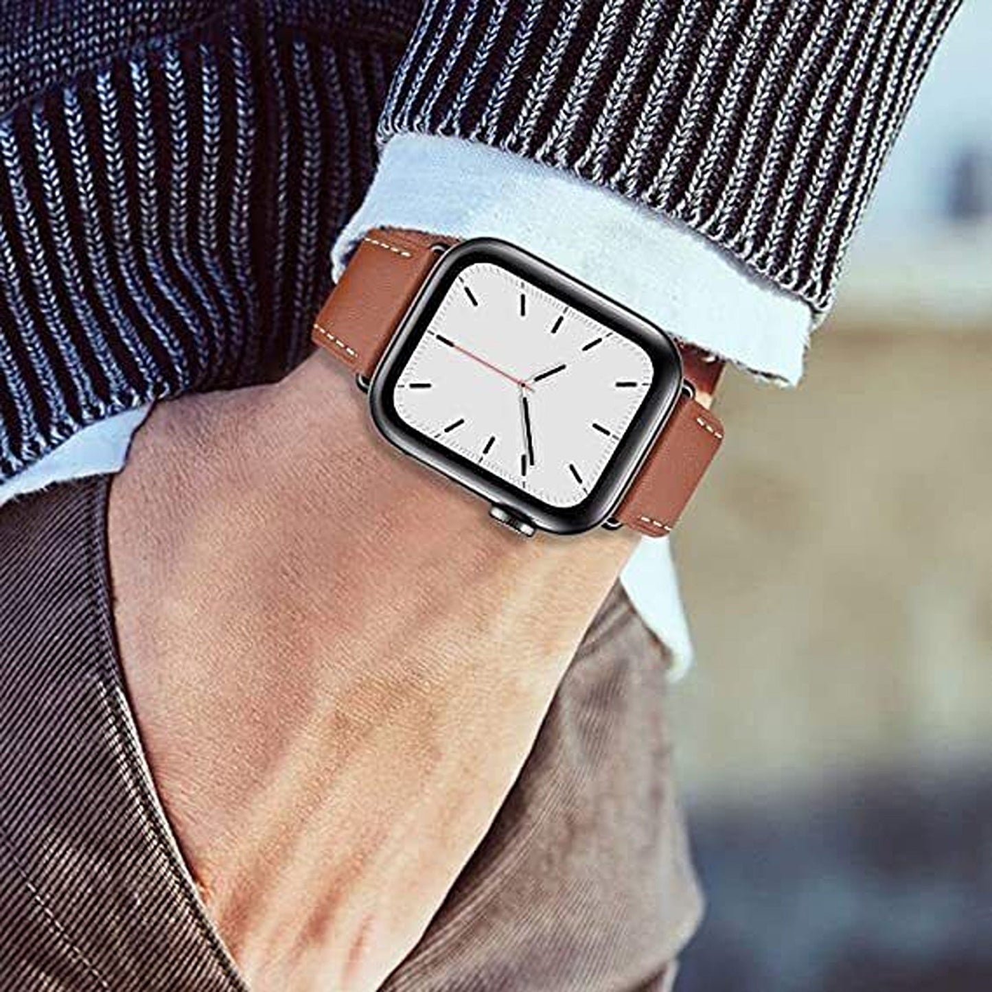 Brown Leather Strap For Apple Watch iWatch Band Series 9 8 7 6 5 4 3 SE 45 44 41