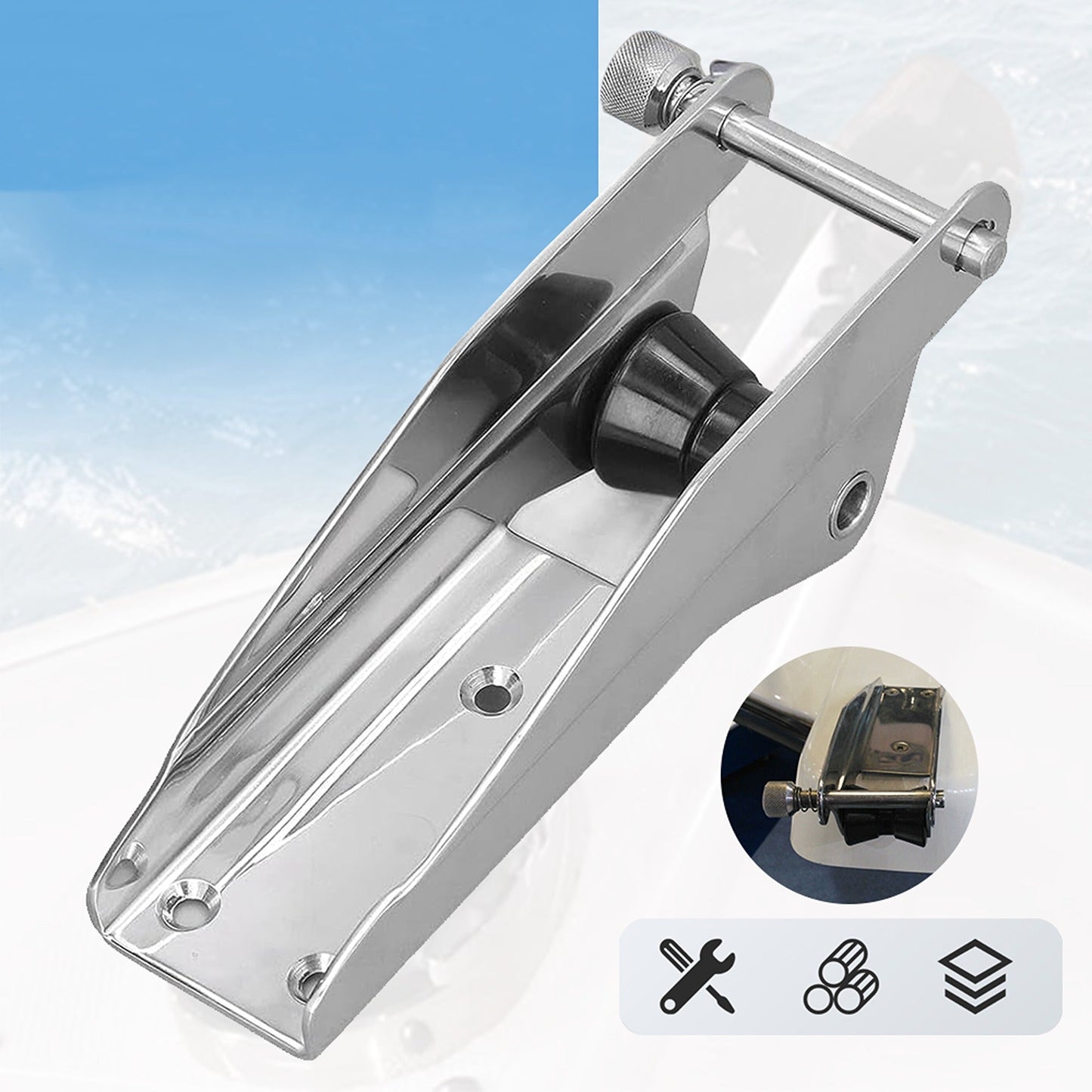 Bow Anchor Roller for Boats Stainless Steel with Spring-Loaded Pin