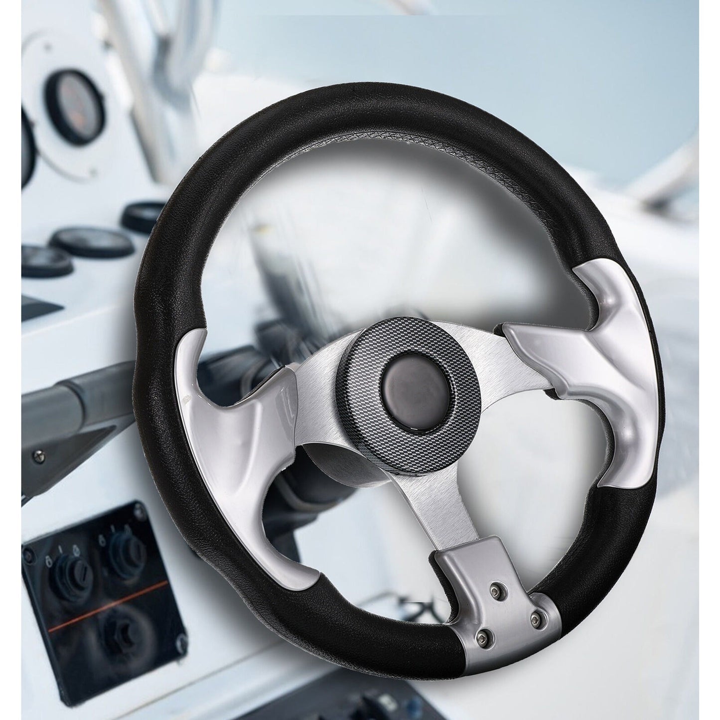 Marine Boat Steering Wheel 3 Spoke Universal Foam Grip Pontoon