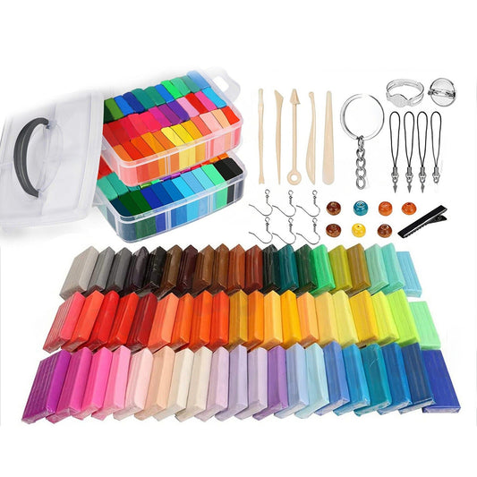 86pcs DIY Modelling Craft Kit Polymer Clay Oven Bake 50 Colors