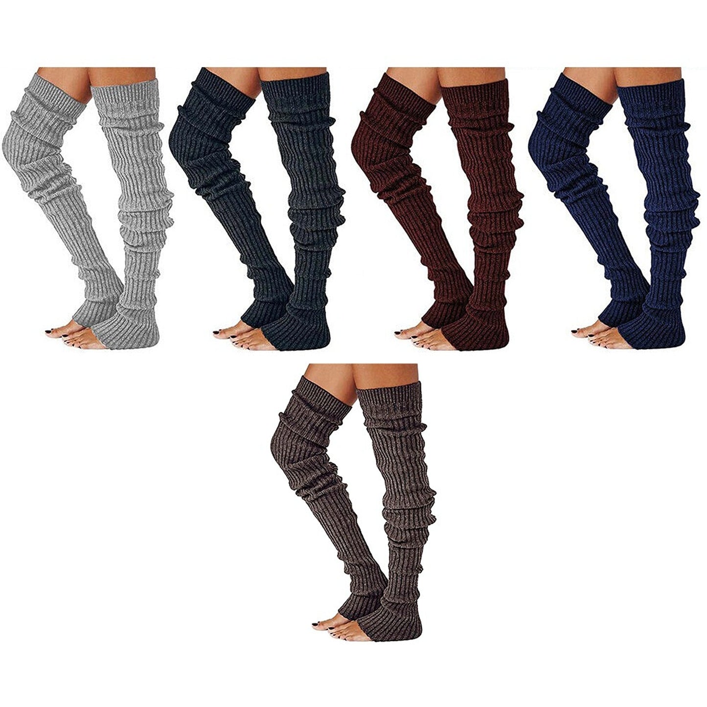 Women Knitted Crochet Thigh High Long Warm Bubble Socks