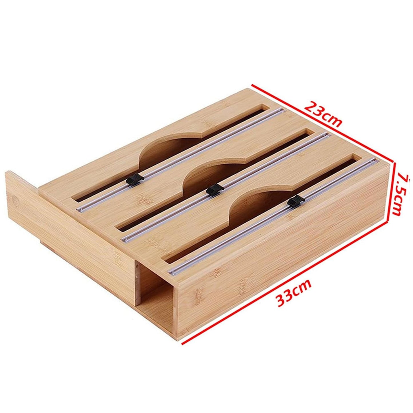 Bamboo Kitchen Wrap Dispenser with Cutter for Foil and Film