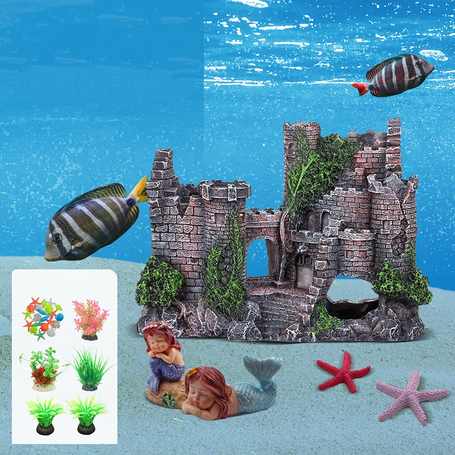Decorative Aquarium Resin Castle Tower Fish Tank Ornament Landscape