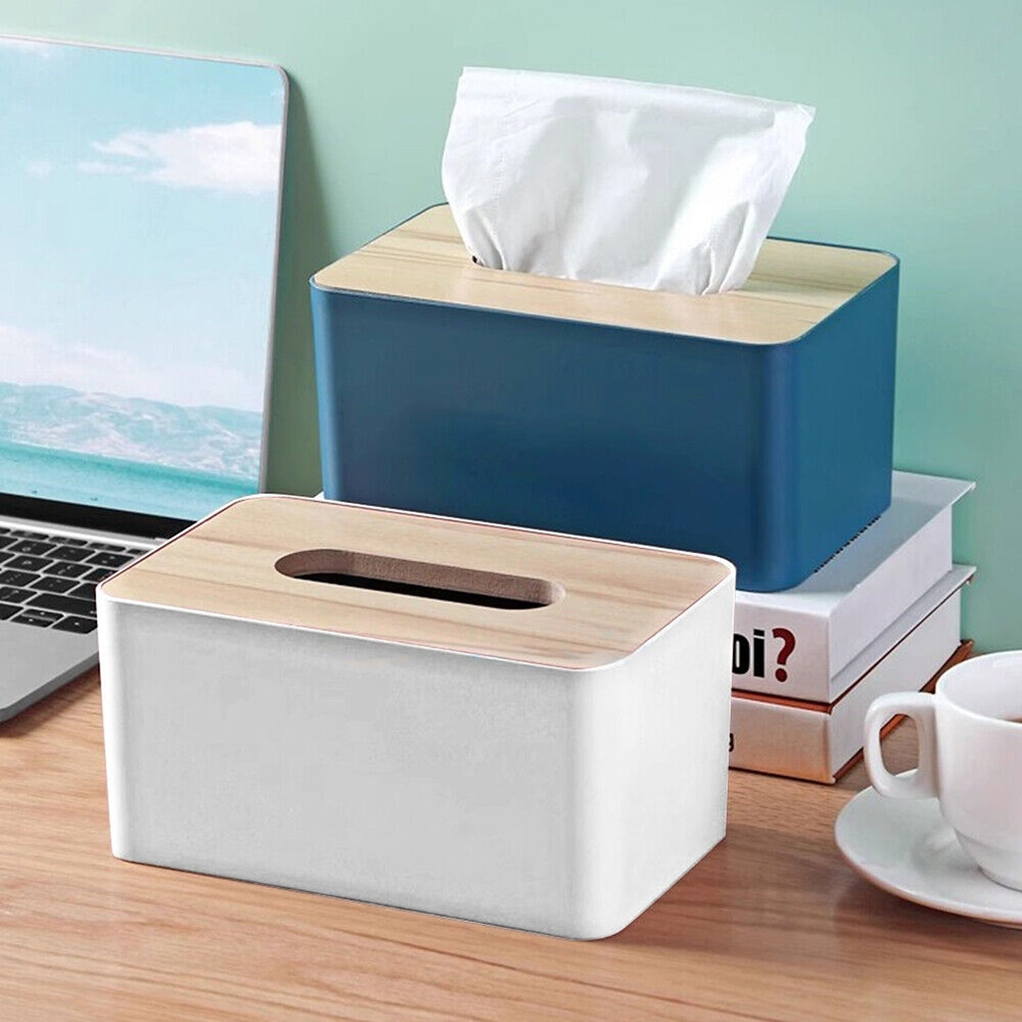 Wooden Tissue Box Cover Paper Napkin Storage Holder Dispenser