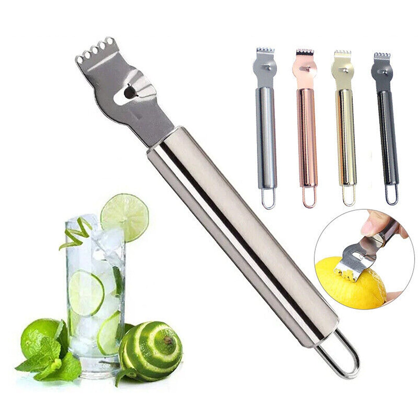 Stainless Steel Lemon Zester and Channel Knife for Citrus Garnishing