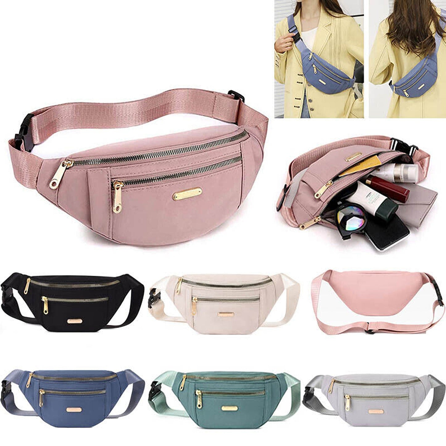 Holiday Travel Money Belt Pouch Unisex Waist Bum Bag Fanny Pack