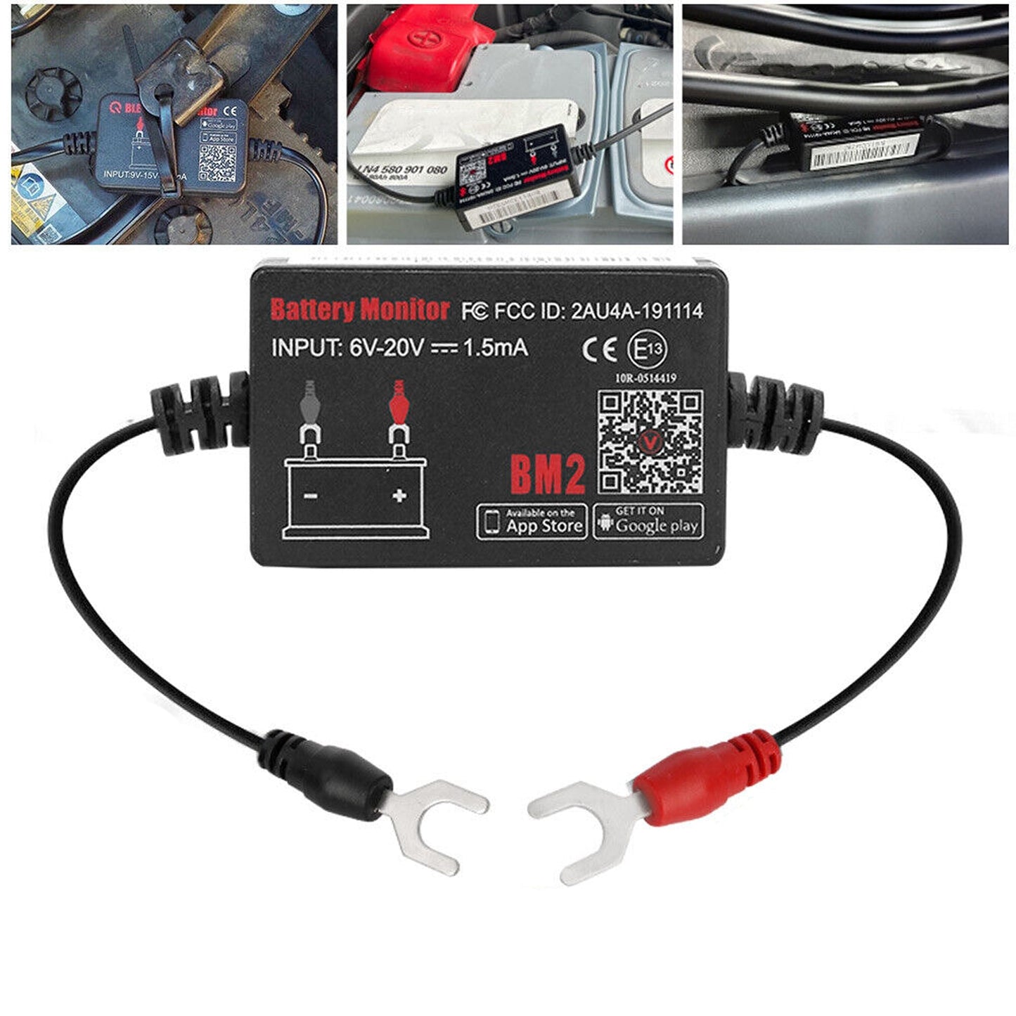 Bluetooth Vehicle Battery Monitor with Alarm Suitable for Cars and RVs 12V