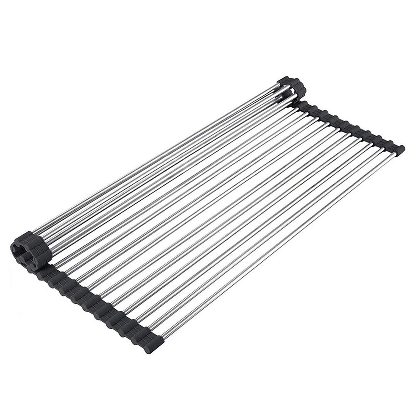 Over Sink Dish Drainer Stainless Steel Roll Up Foldable Rack