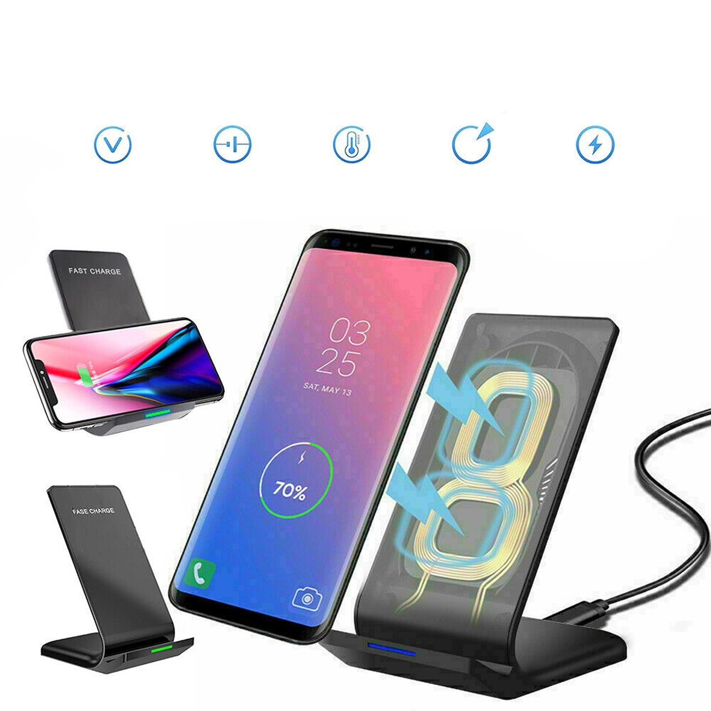 For iPhone 11 12 13 14 15 Pro Max Wireless Charger Fast Charging Stand Dock 30W