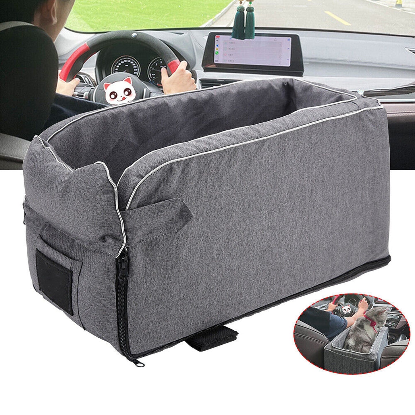 Pet Car Booster Seat Puppy Basket Safety Console Supplies Buckle