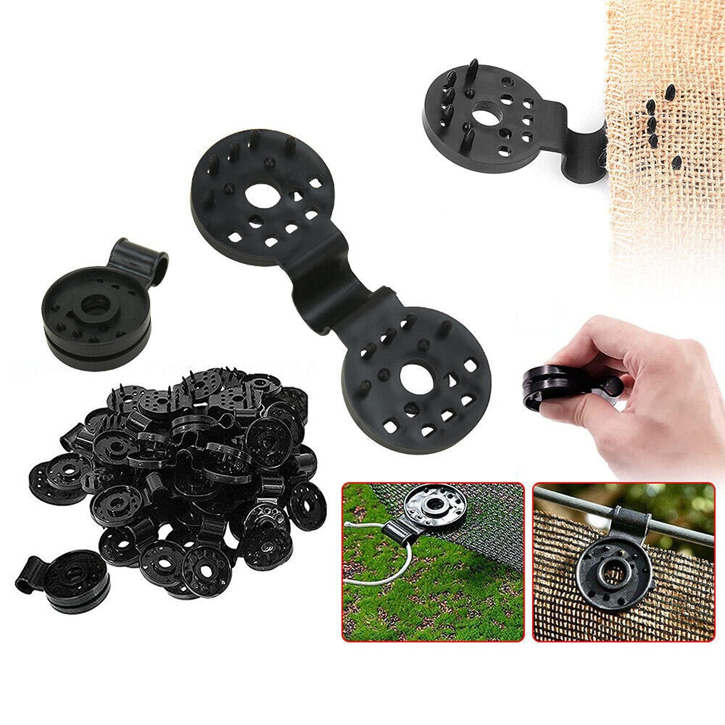 Clips and Hooks for Sunshade Nets and Tarps