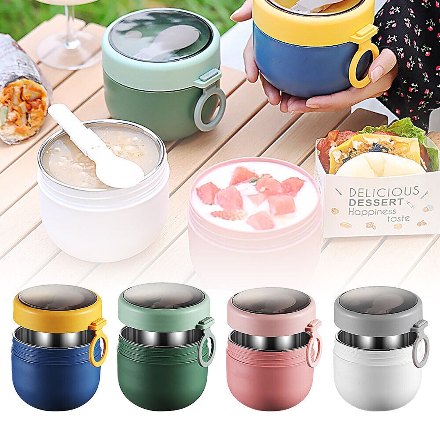 Stainless Steel Insulated Food Jar Thermos Lunch Box Food Flask