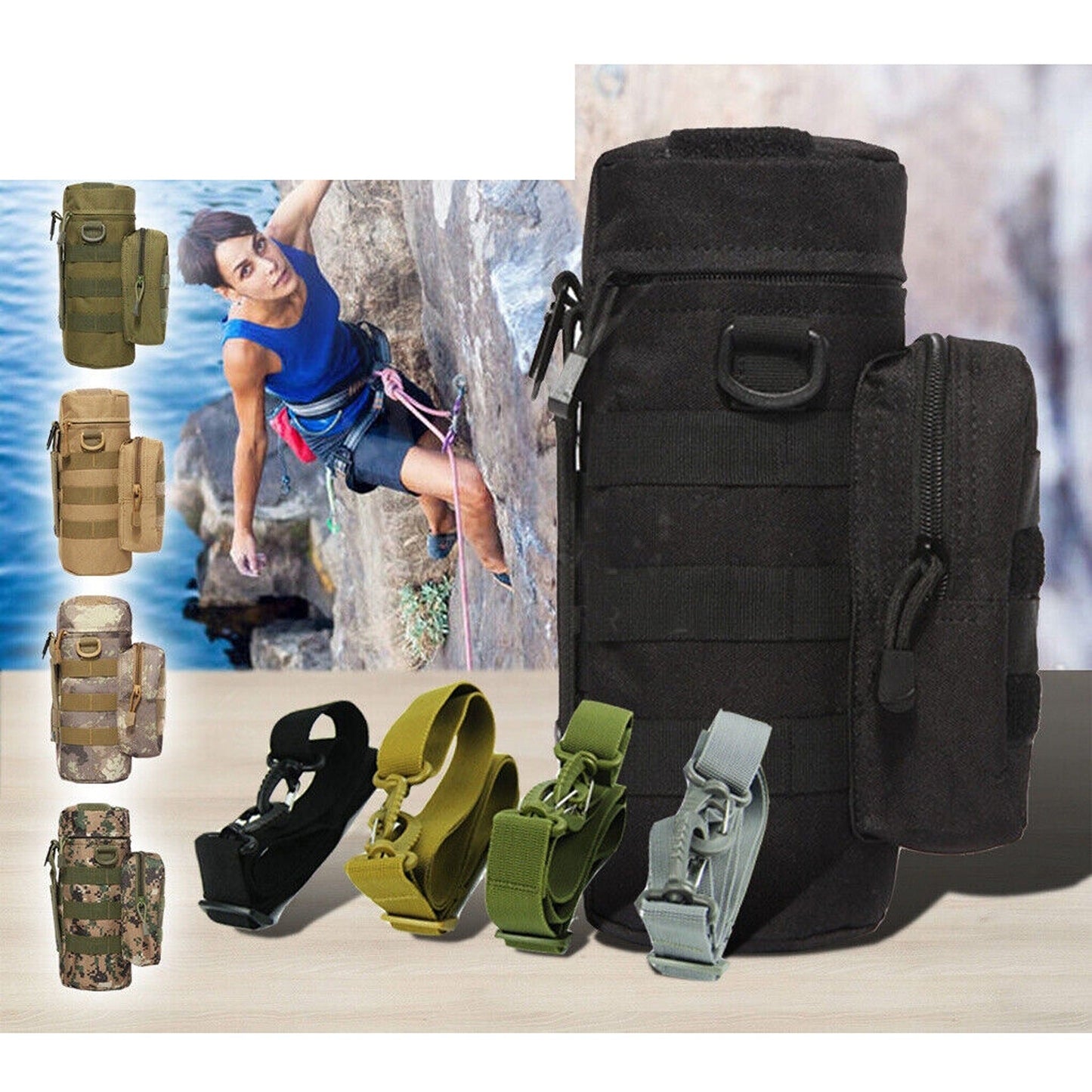 Adjustable Water Bottle Carrier Pouch Tactical Molle Kettle Bag