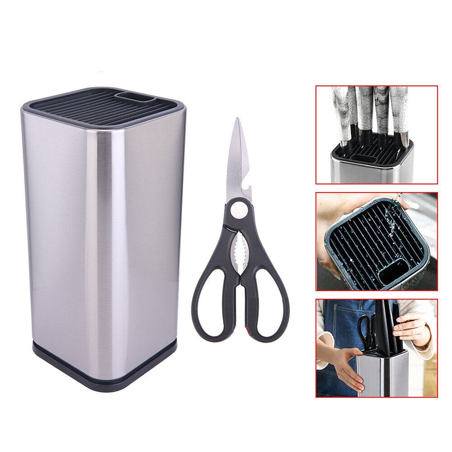 Stainless Steel Knife Block Set Universal Knife Holder and Organizer