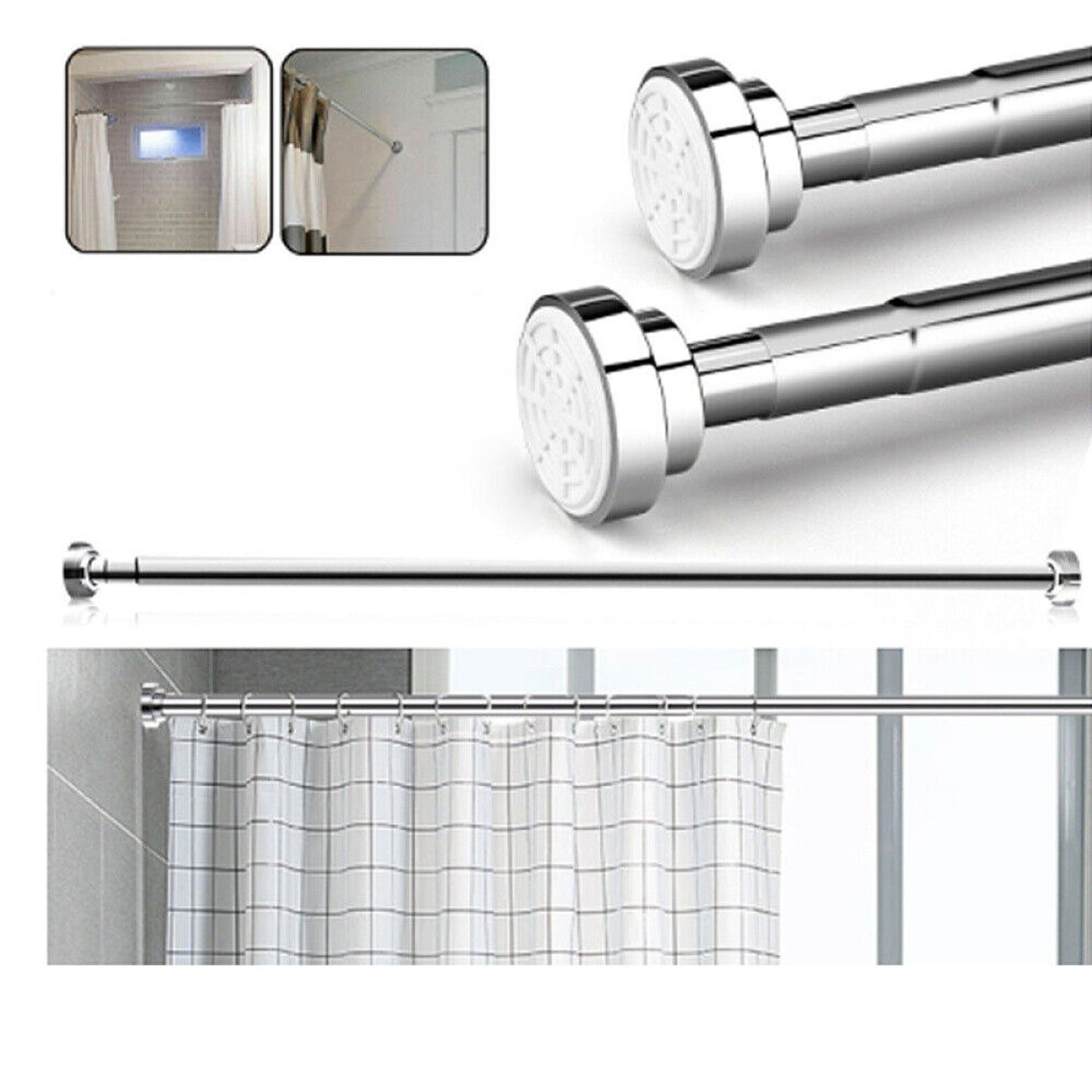 Adjustable Stainless Steel Shower Curtain Rod