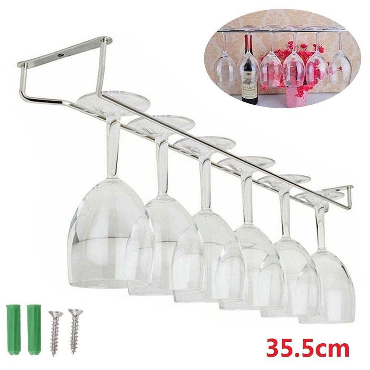 Hanging Steel Wine Glass Rack for Bar and Champagne Storage