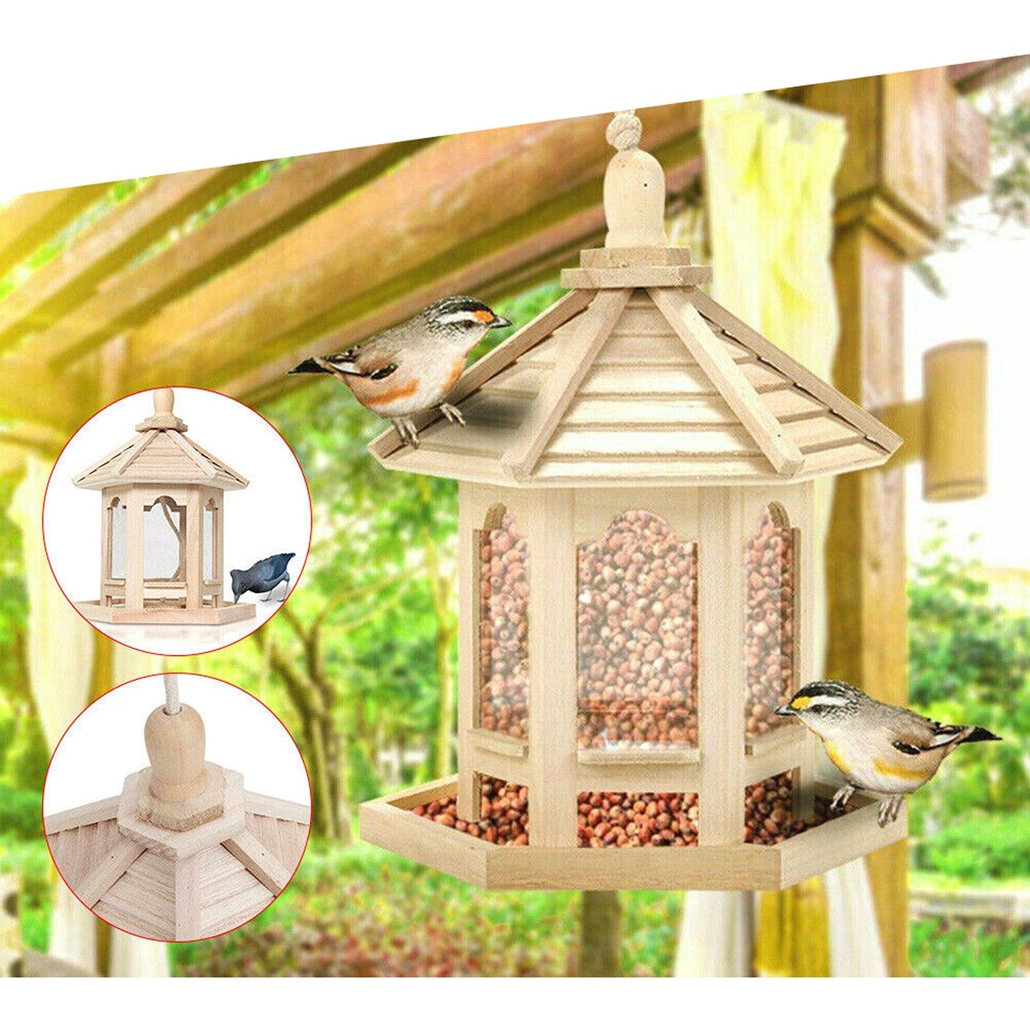 Waterproof Hanging Bird Feeder for Garden Gazebo Style