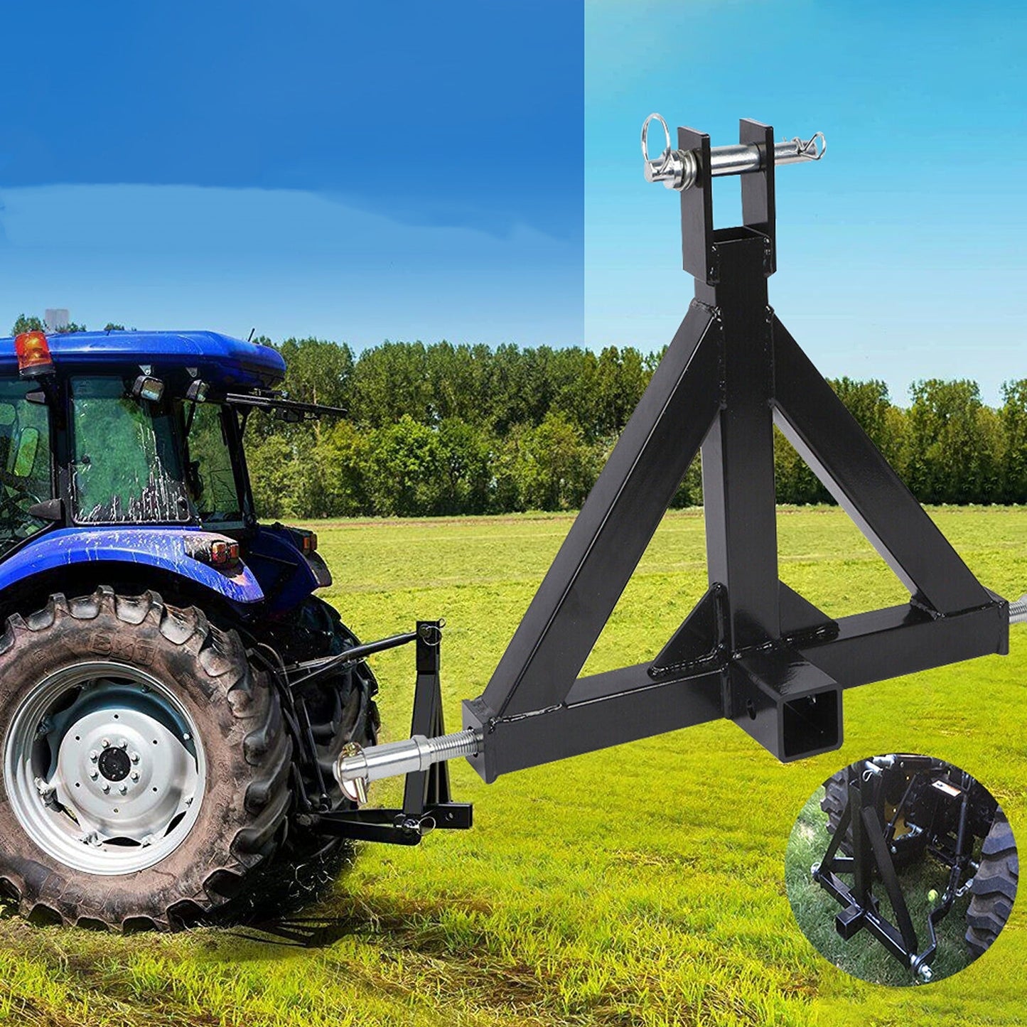 3 Point Hitch Trailer Tow Hook Heavy-Duty Receiver for Tractors