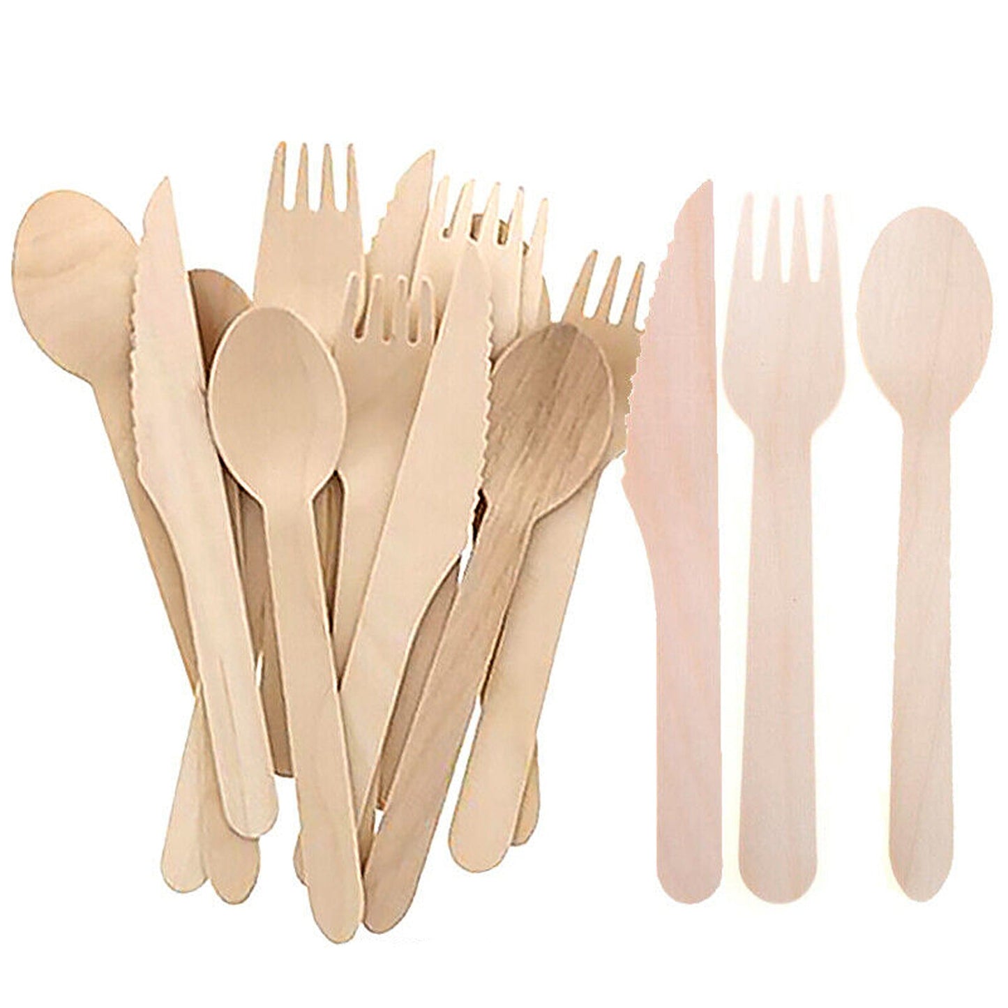 Eco-Friendly Disposable Wooden Cutlery Set Knives Forks Spoons