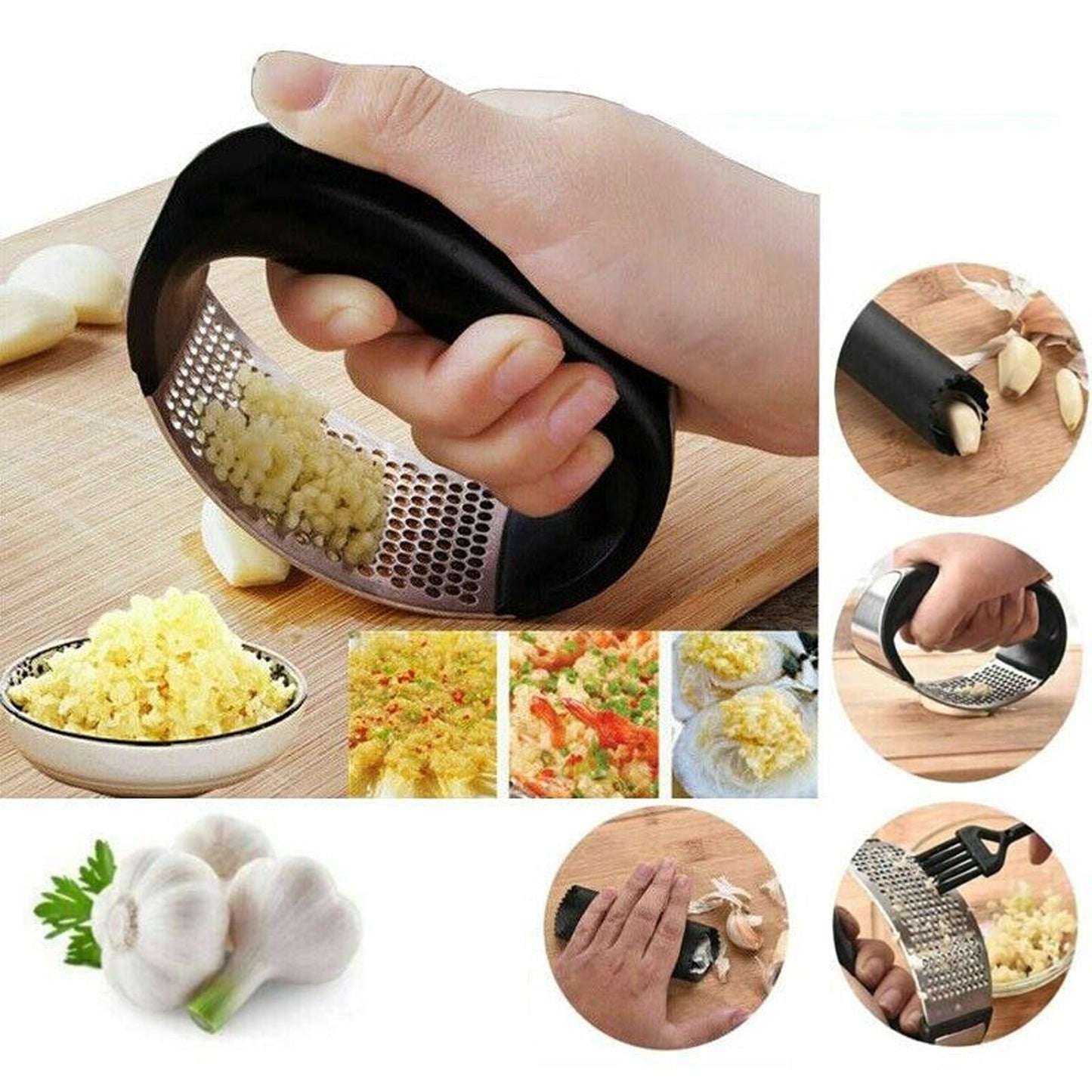 Manual Rocking Garlic Press Stainless Steel Kitchen Mincer