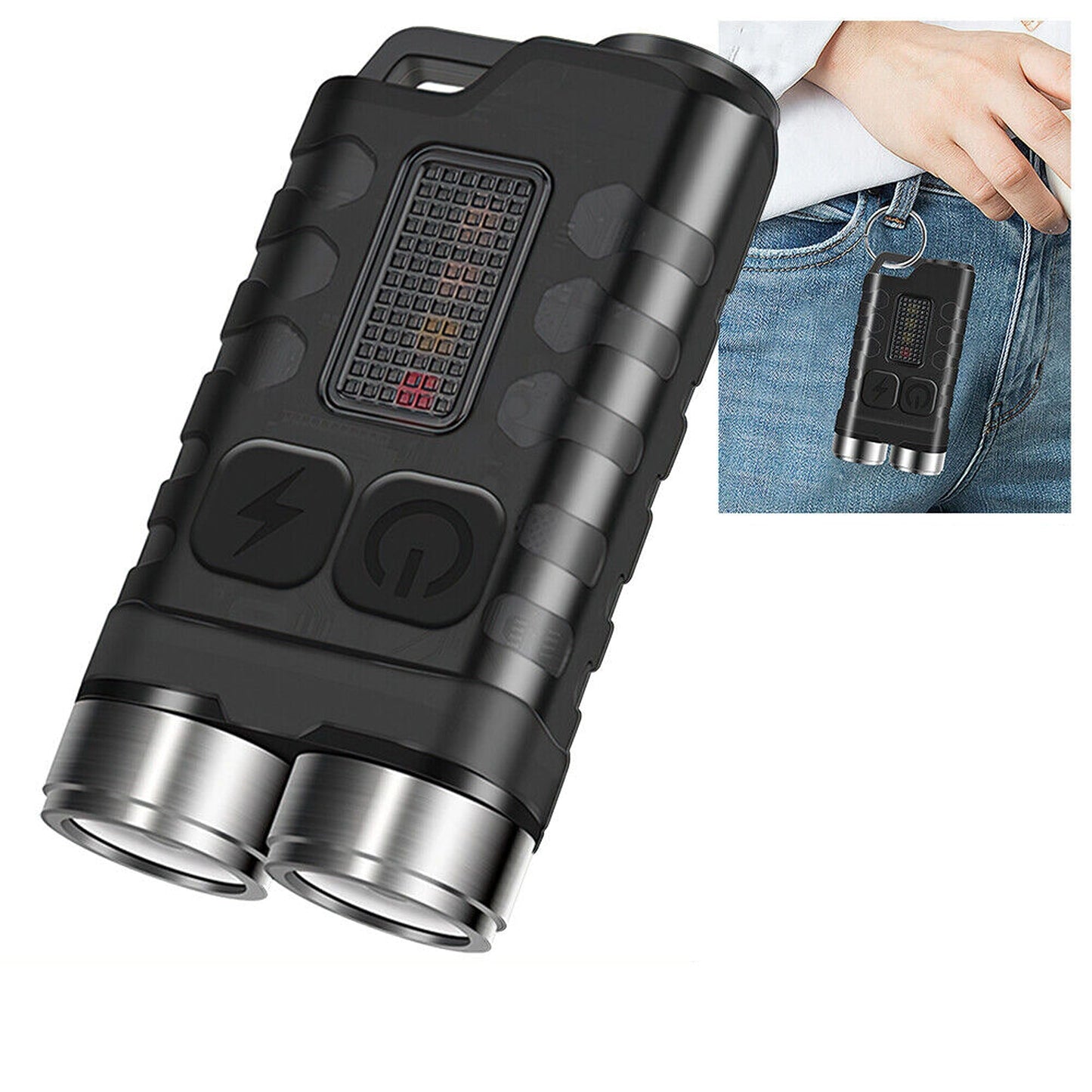 900 Lumens Mini Keychain EDC Flashlight USB Type-C Rechargeable Work Light