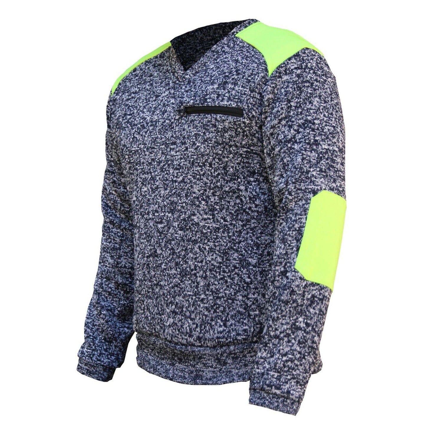Navy Yellow Panel Zip Marble Body Work Jumper with Chest Pocket