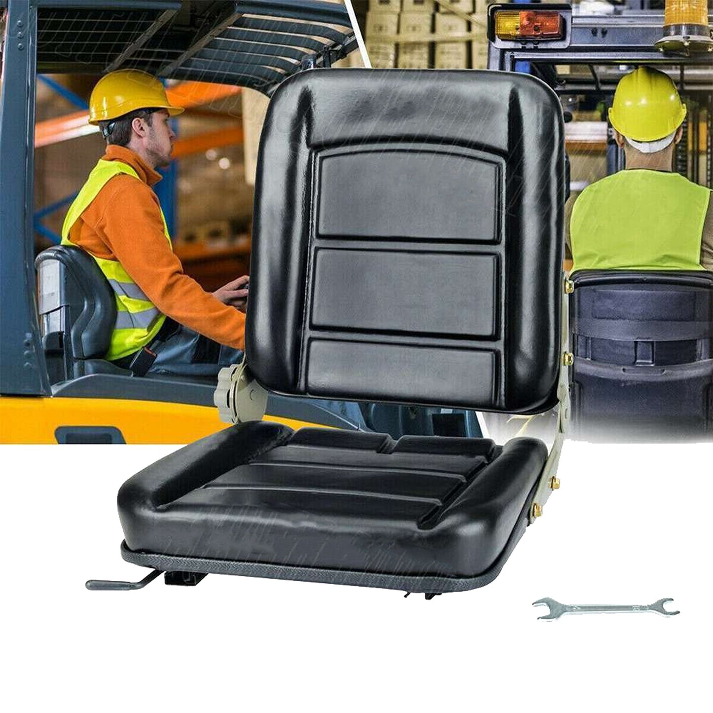 Forklift Truck Seat with Suspension Excavator Tractor Chair in PU Leather