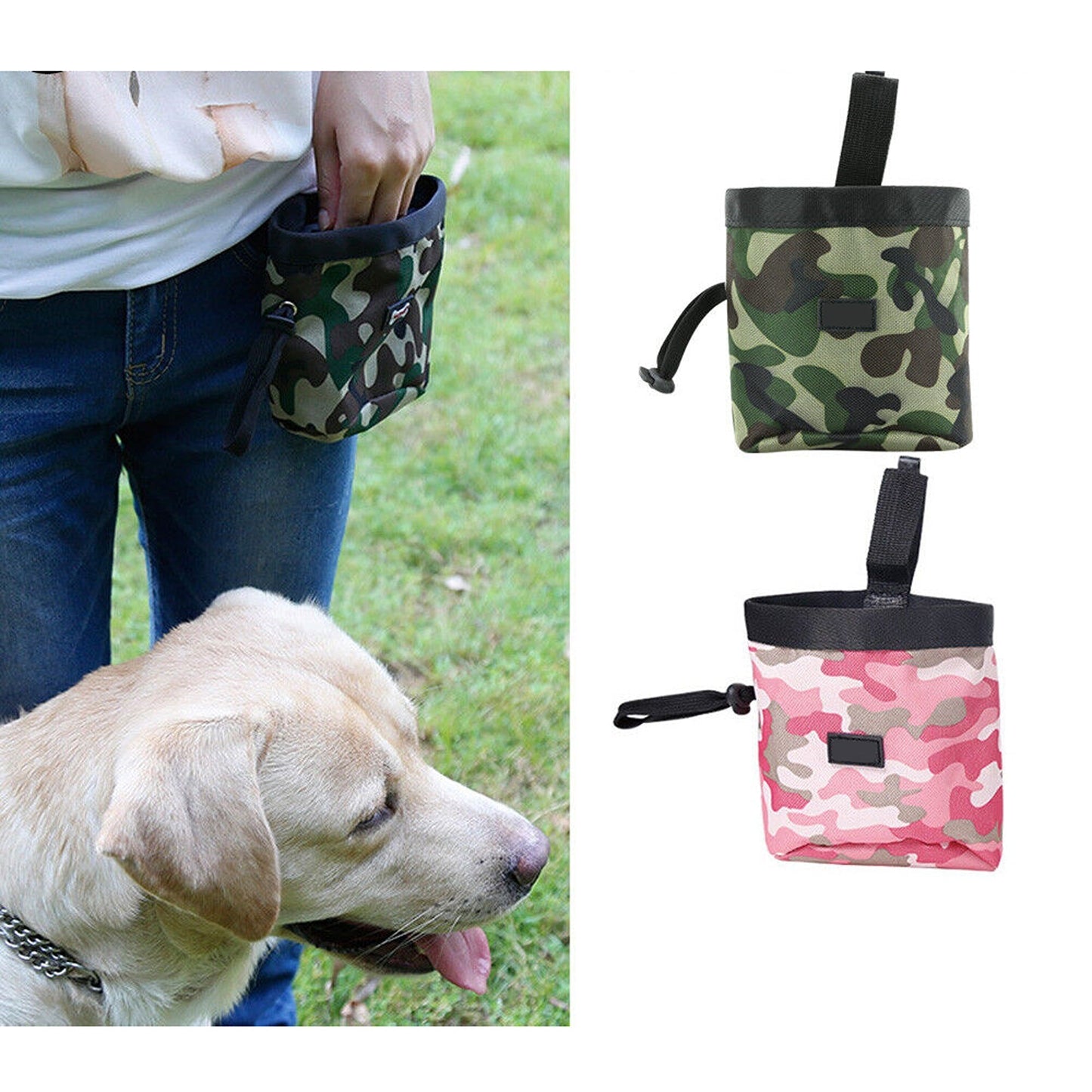 Hands-Free Dog Training Pouch Pet Food Waist Belt Bag with Drawstring