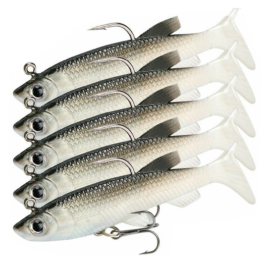 Barra Cod Fishing Lures Soft Plastic Vibe with Jig Heads - 5 Pack