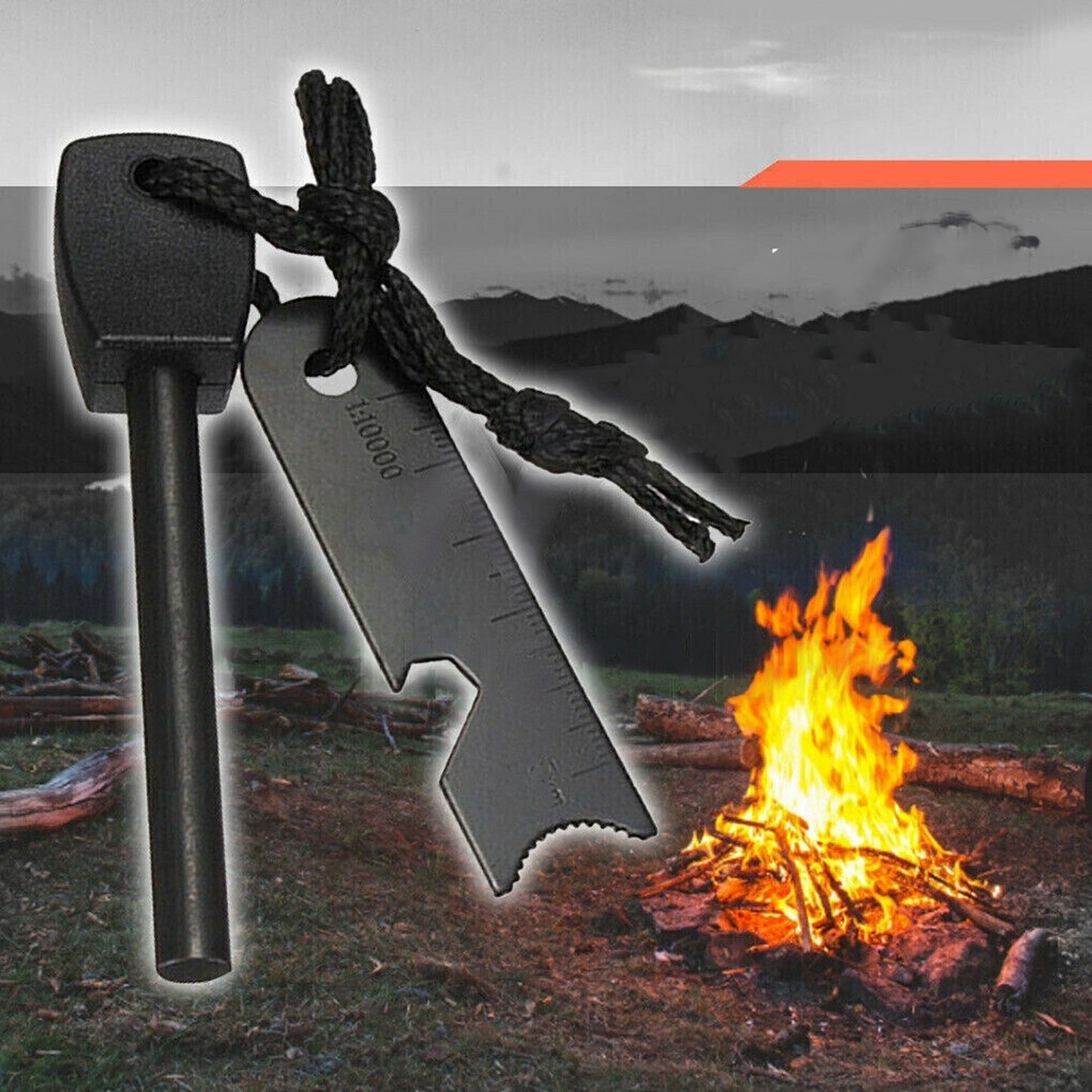 2pcs Emergency Survival Camping Magnesium Flint Rod Fire Starter