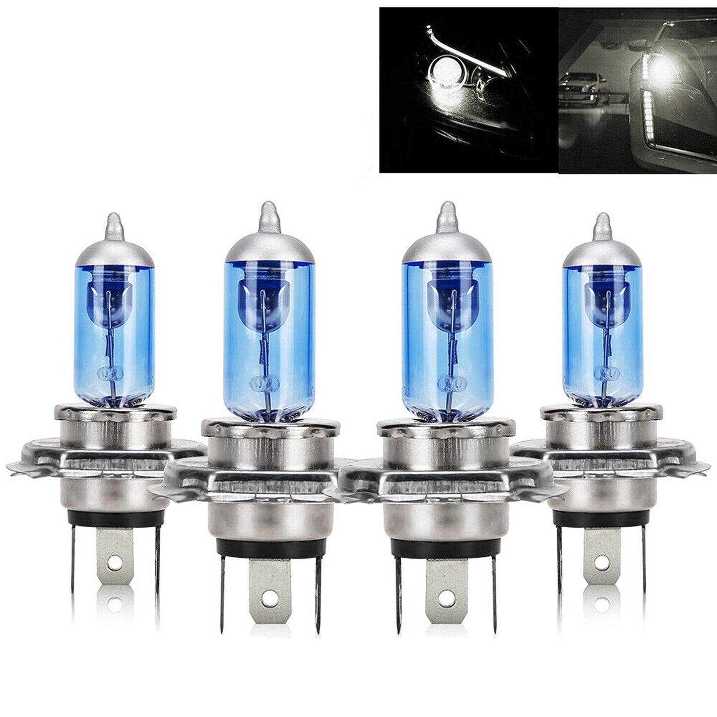 LED Headlight Globes Set 90W Warm White Bulbs for Car Accessories H4