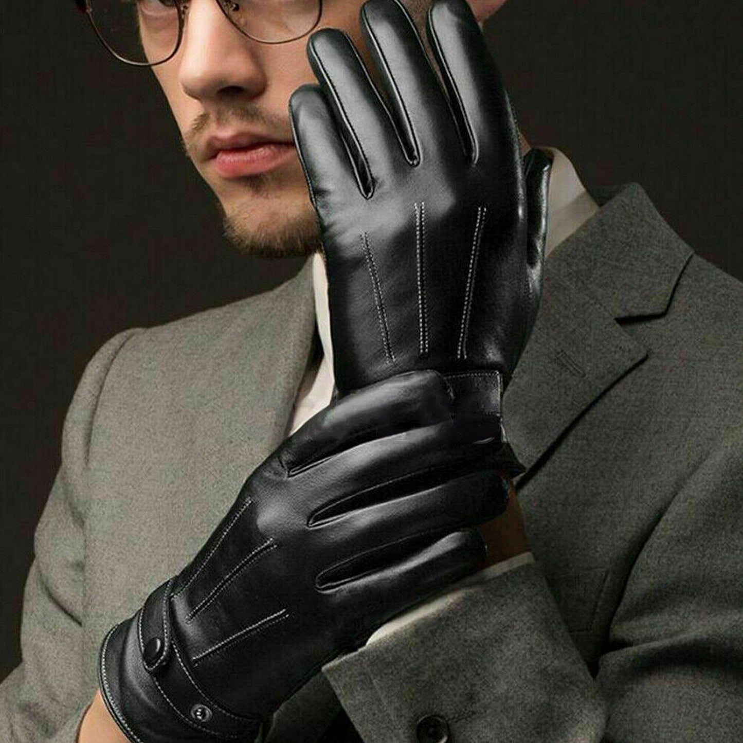 Touch Screen Winter Gloves for Men Warm Black Smartphone Compatible
