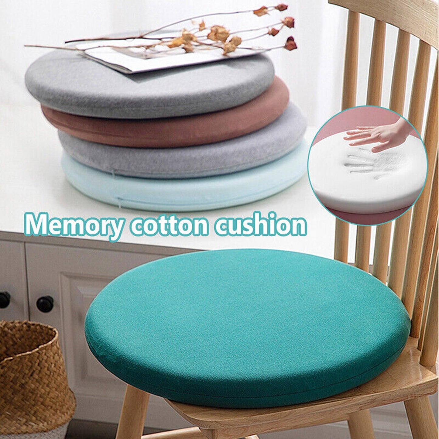 Foam Base Round Seat Cushion Memory for Kitchen Patio Chair Decor