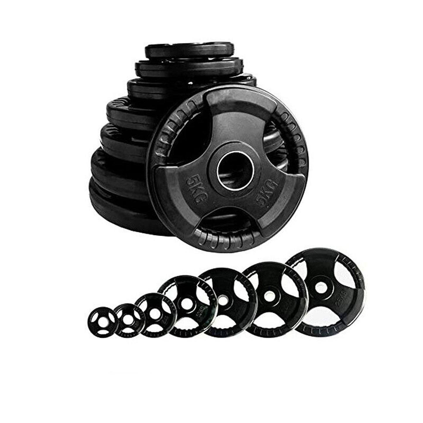Commercial Grade Cast Iron Weight Plate Set Olympic Rubber Coated