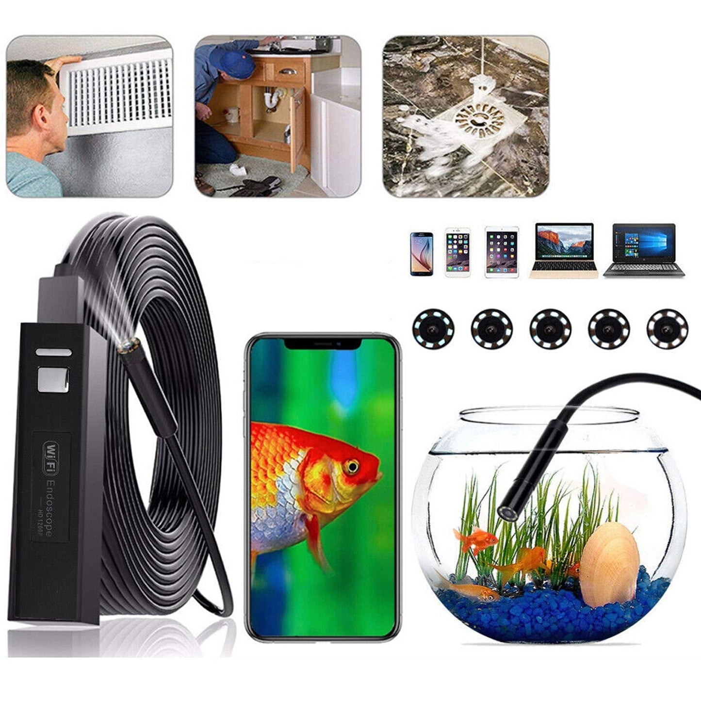 Waterproof 2M USB HD Endoscope Borescope Inspection Camera for Mobile Devices