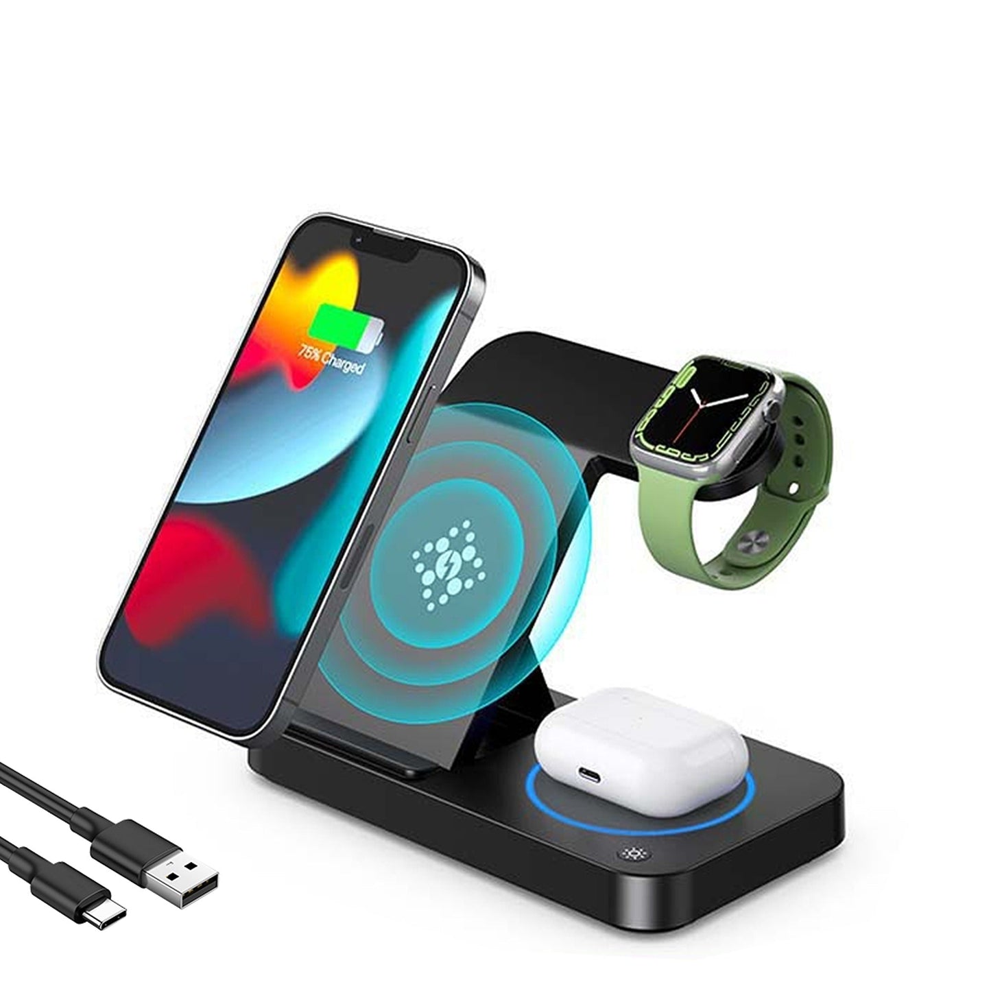 3 in 1 Fast Wireless Charger Station Dock for Apple iPhone 14 Pro 13 12 Watch