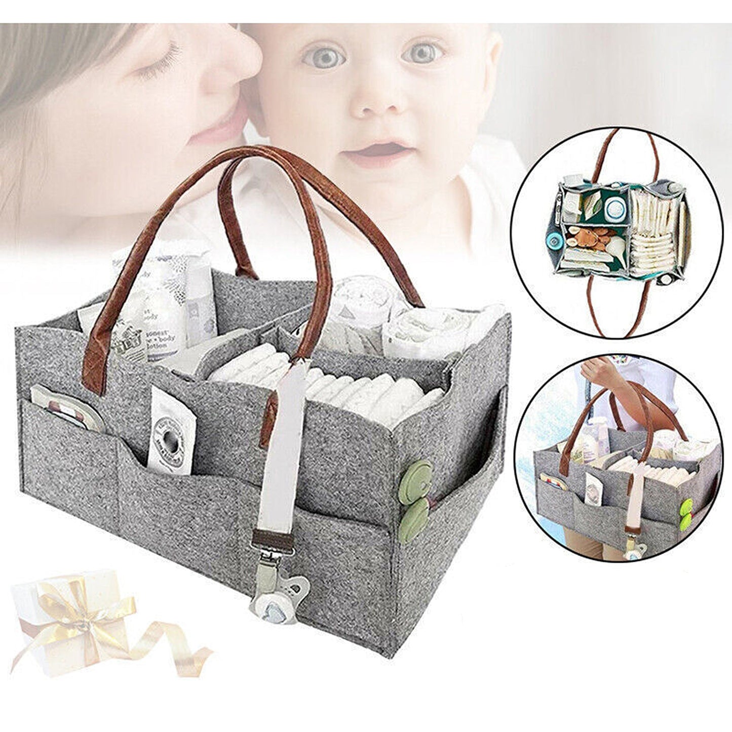 Infant Diaper Caddy Organizer Portable Nursery Storage Basket