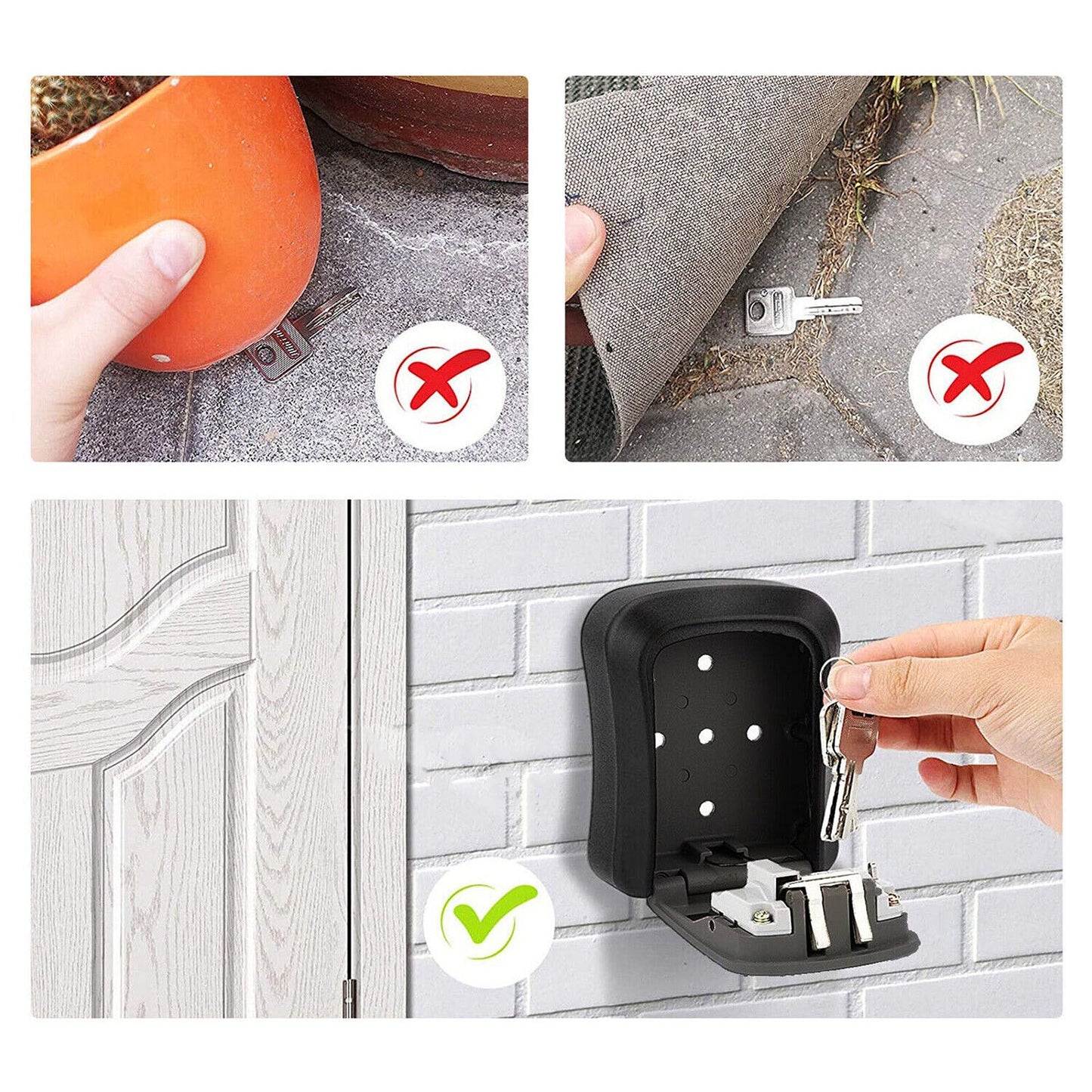 Outdoor Home Security Wall Mounted Key Safe with Combination Lock