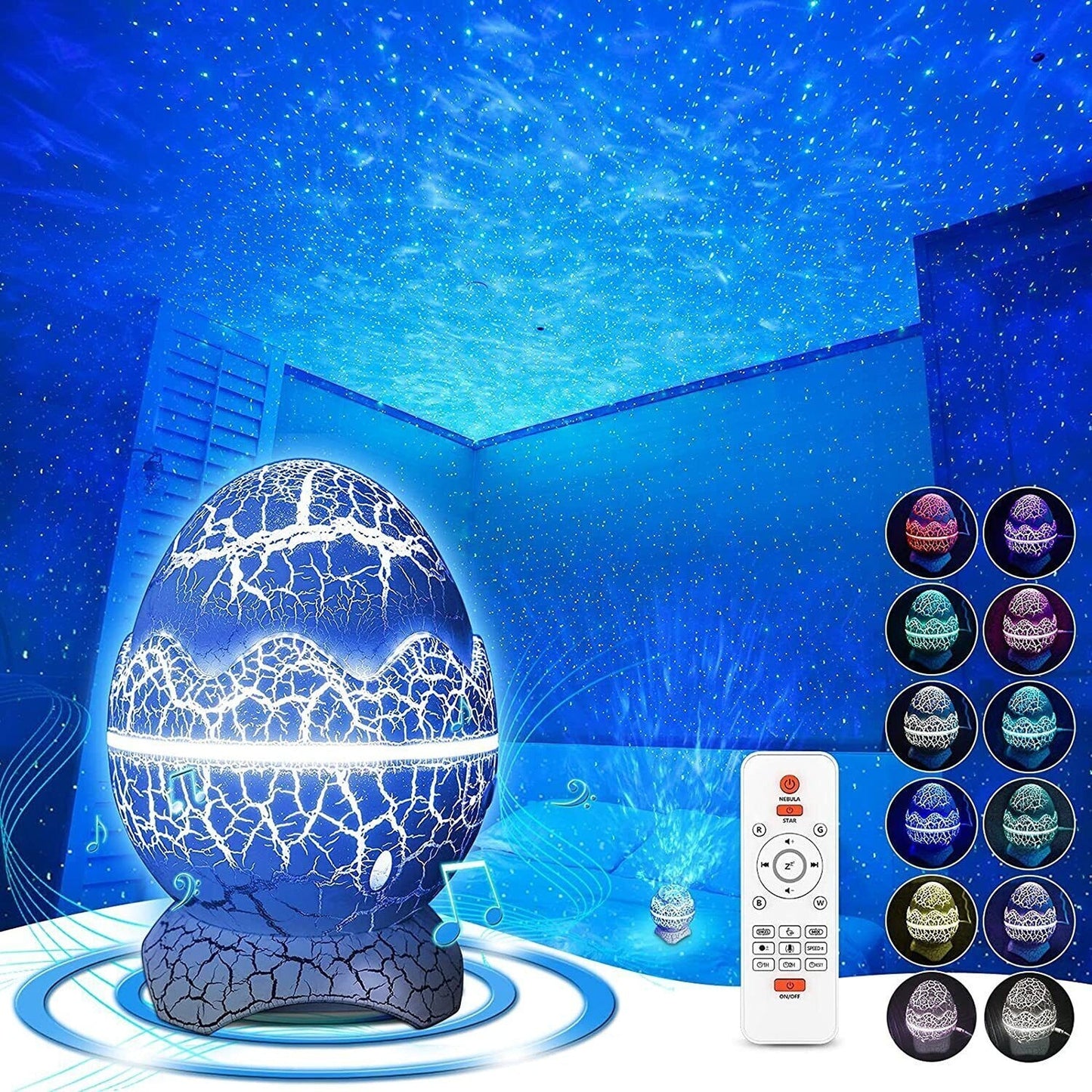 Dinosaur Egg Wireless Galaxy Star Projector with Music Player