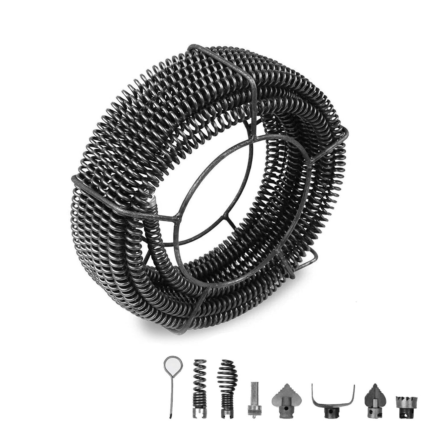 Plumbing Drain Snake with 6 Drill Bits for Pipe Cleaning 12M