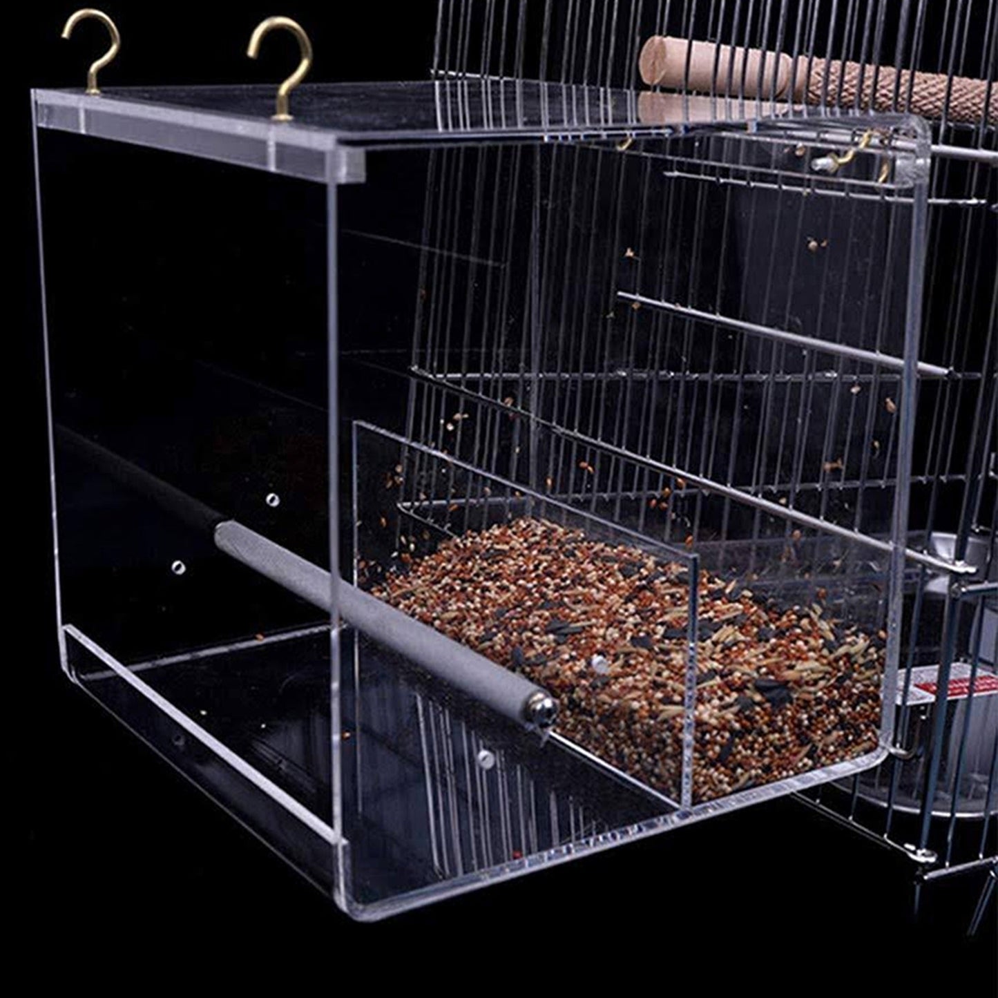 No Mess Bird Cage Feeder Automatic Parrot Seed Container Box