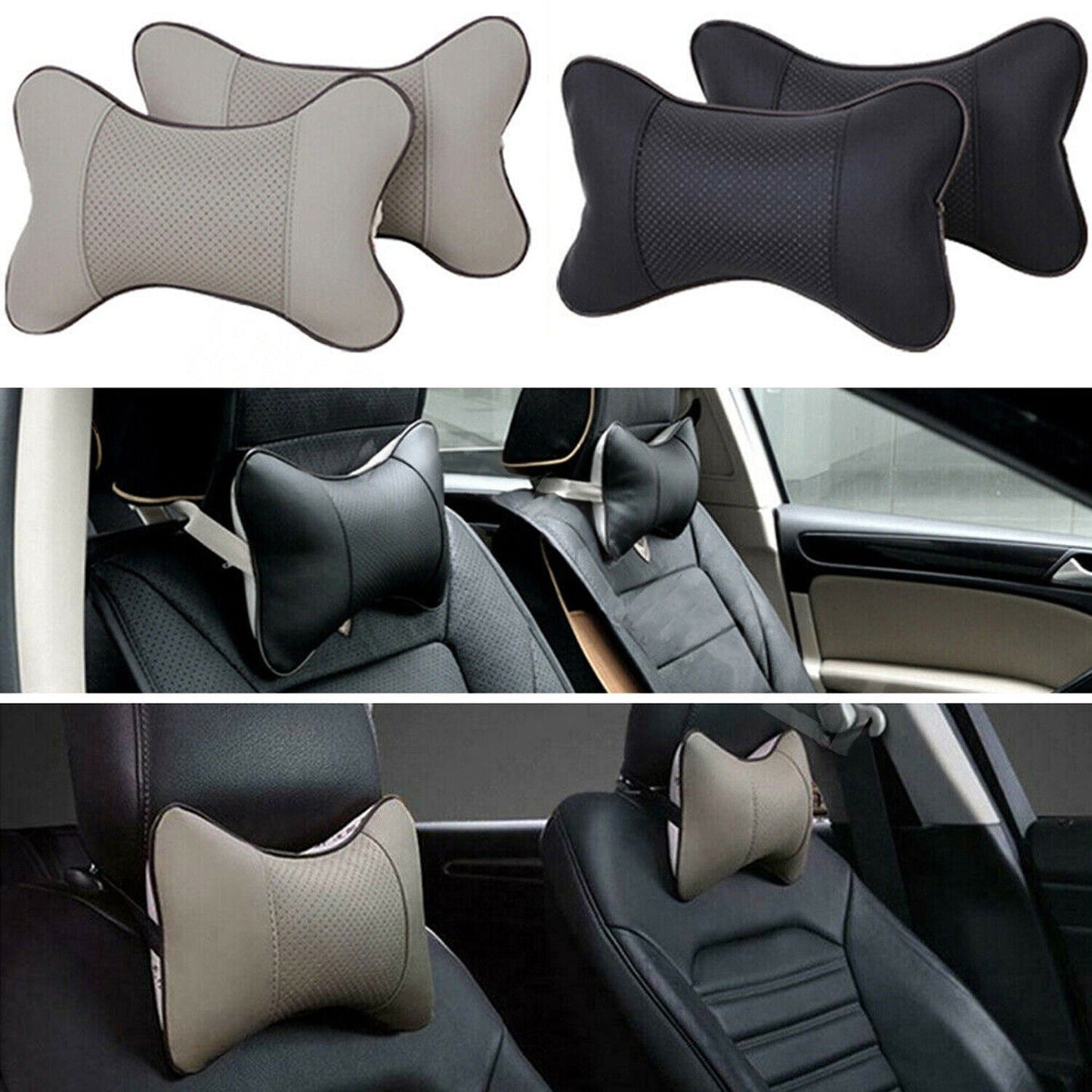 Car Headrest Bone Safety Neck Rest Support Cushion Pads - 2 Pack