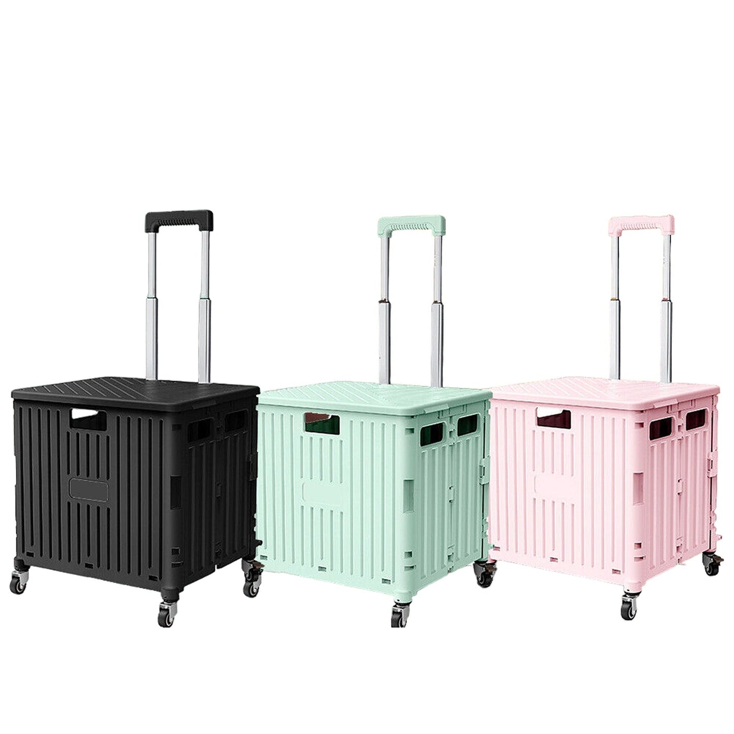 Foldable Grocery Shopping Trolley with 360 Degree Wheels and Lid