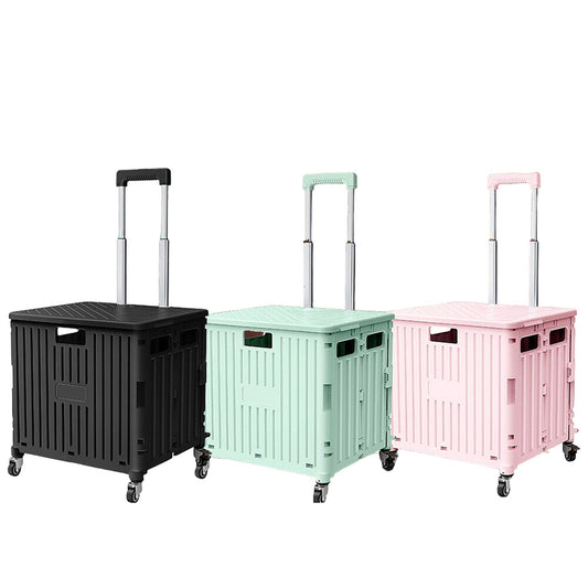 Foldable Grocery Shopping Trolley with 360 Degree Wheels and Lid