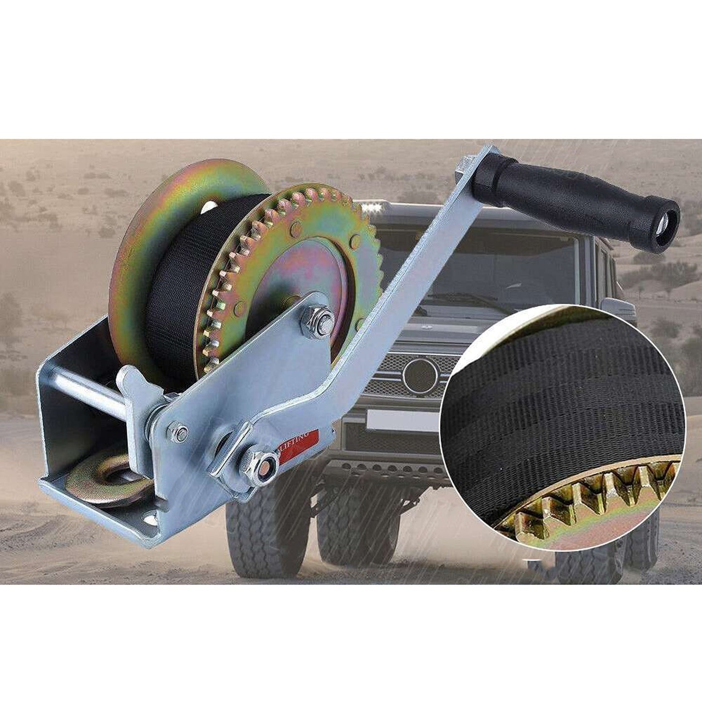Manual 2-Way Synthetic Strap Hand Winch for Cars Boats and Trailers
