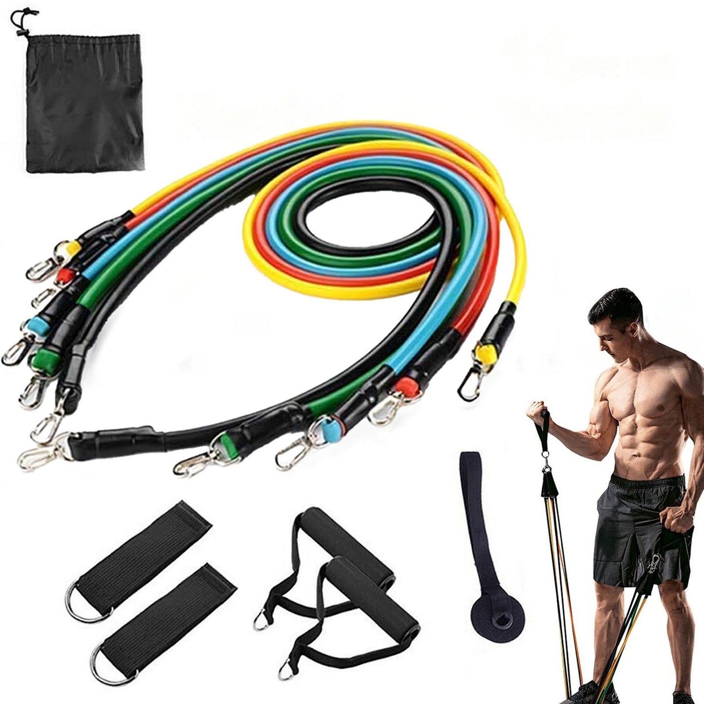 11pcs Resistance Bands Set for Yoga and Fitness Workout