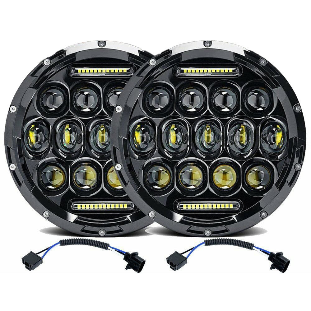 7in Pair of Round LED Headlights with DRL for Patrol GQ