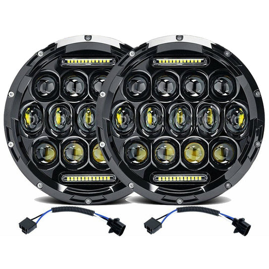 7in Pair of Round LED Headlights with DRL for Patrol GQ