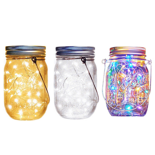 Outdoor Solar Powered Mason Jar Fairy Lights Garden Wedding Decor Lamp