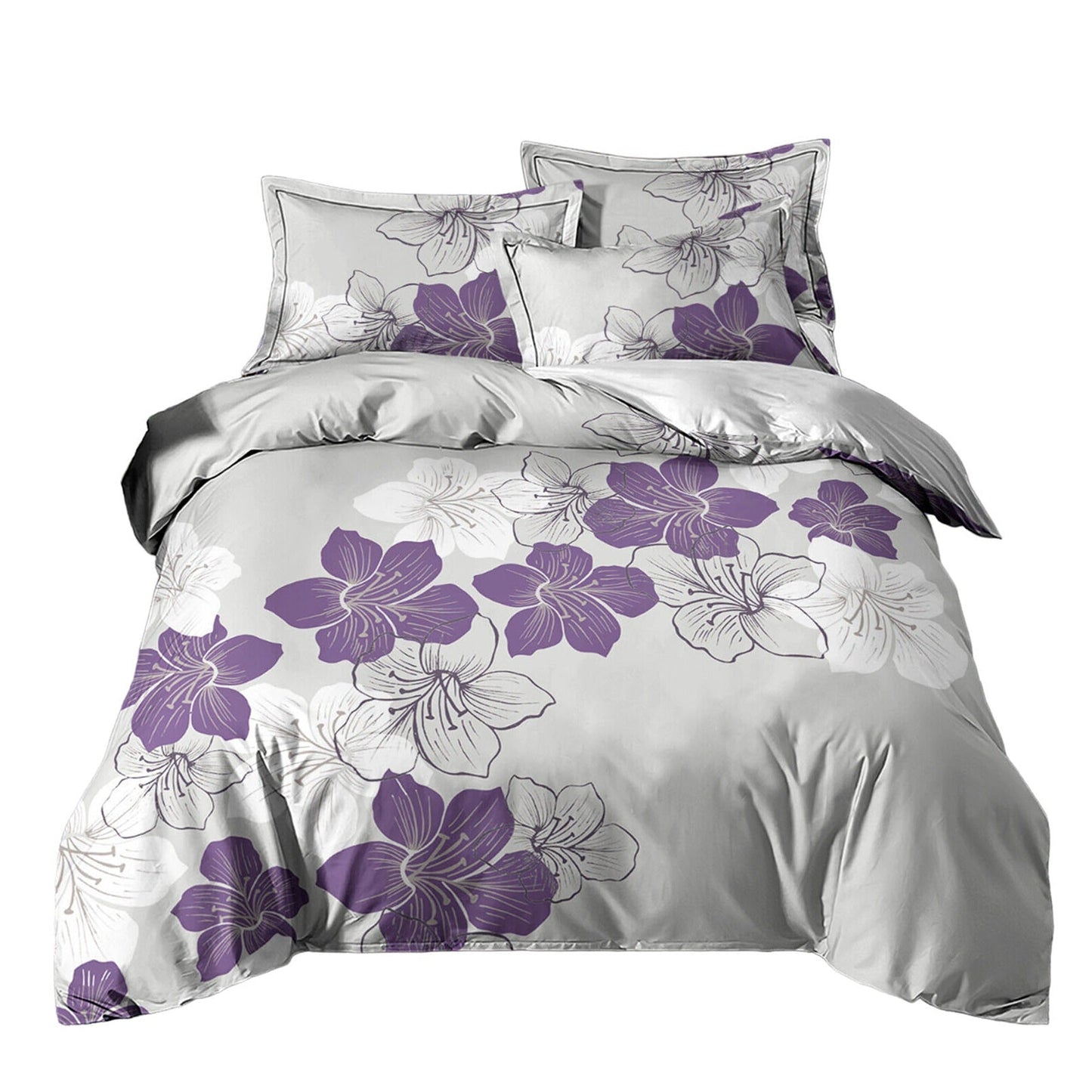 Purple Floral Bedding Duvet Quilt Cover Set Double Queen King Size